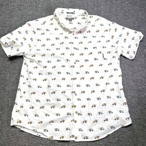 Eddie Bauer Shirt Mens Large Short Sleeve Button Up Classic Fit White SUV Canoe